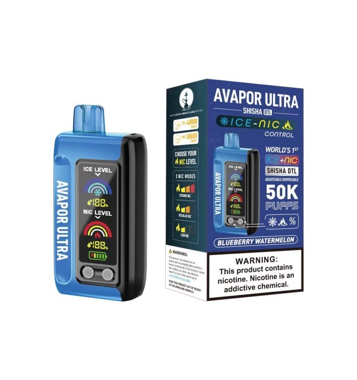 AVAPOR ULTRA SHISHA DTL 50k PUFFS with ICE & NIC adjustable functions - Image 1